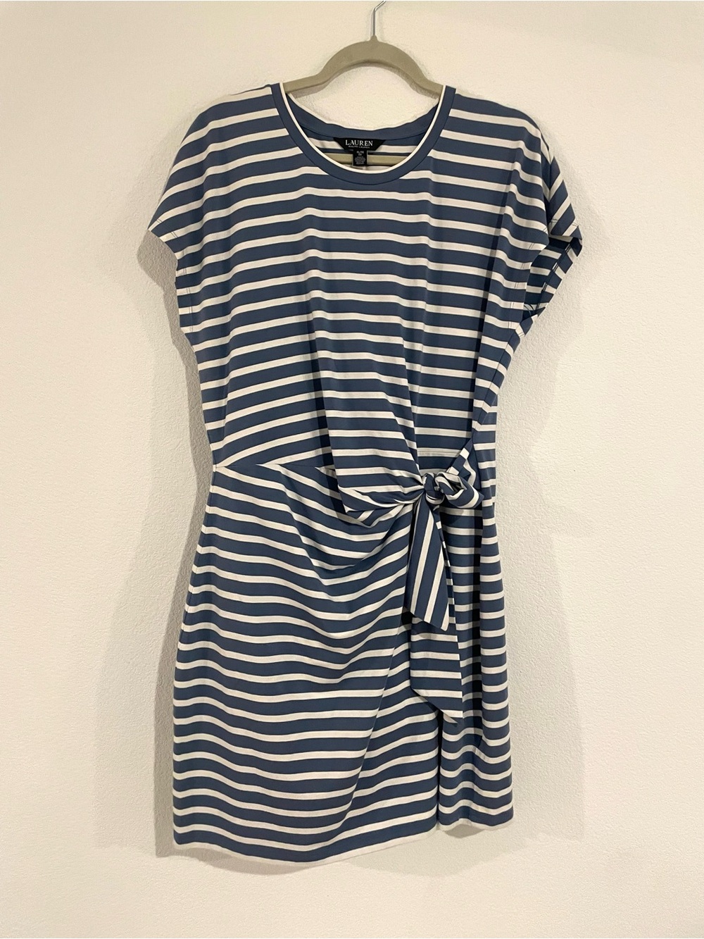 Lauren Ralph Lauren Women’s XL Blue White Striped Twist Front Cotton Mini Dress
